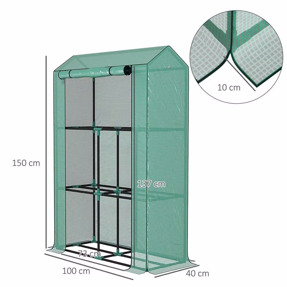 Kelvenix 3 Tier Mini Freestanding Greenhouse with PE Cover in Green, W/D/H: 100 x 50 x 150 cm – 2