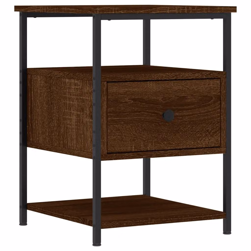 Berkfield Home Set of 2 Brown Oak Bedside Cabinets, W: 40 cm, D: 42 cm, H: 56 cm – 3