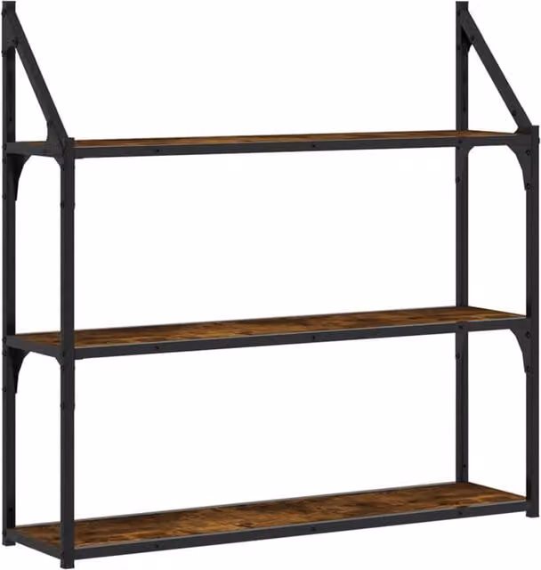 Berkfield Home 3-Tier Wall Mounted Shelf in Smoked Oak Brown, W: 80 cm, D: 21 cm, H: 78.5 cm – 1