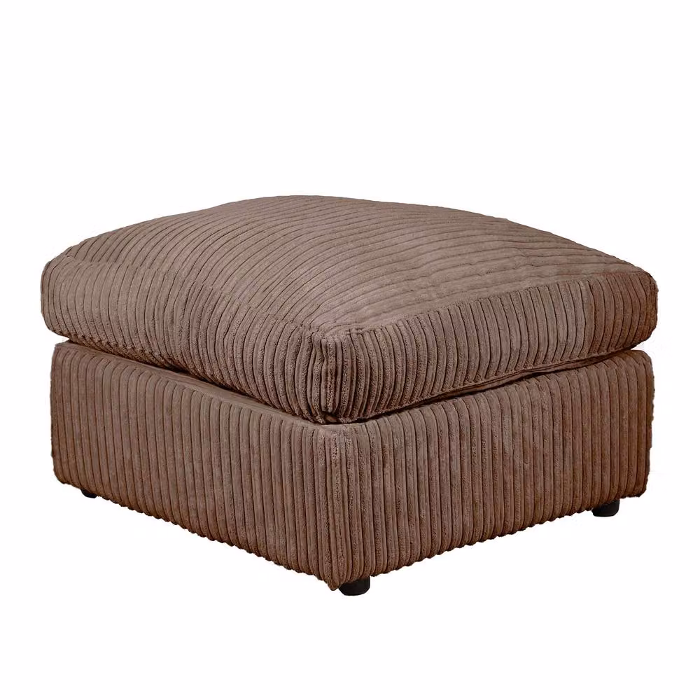 LUXURY LIFE Amalfi Jumbo Cord Fabric Footstool in Chocolate Brown, W/D/H: 60 x 60 x 65 cm – 2