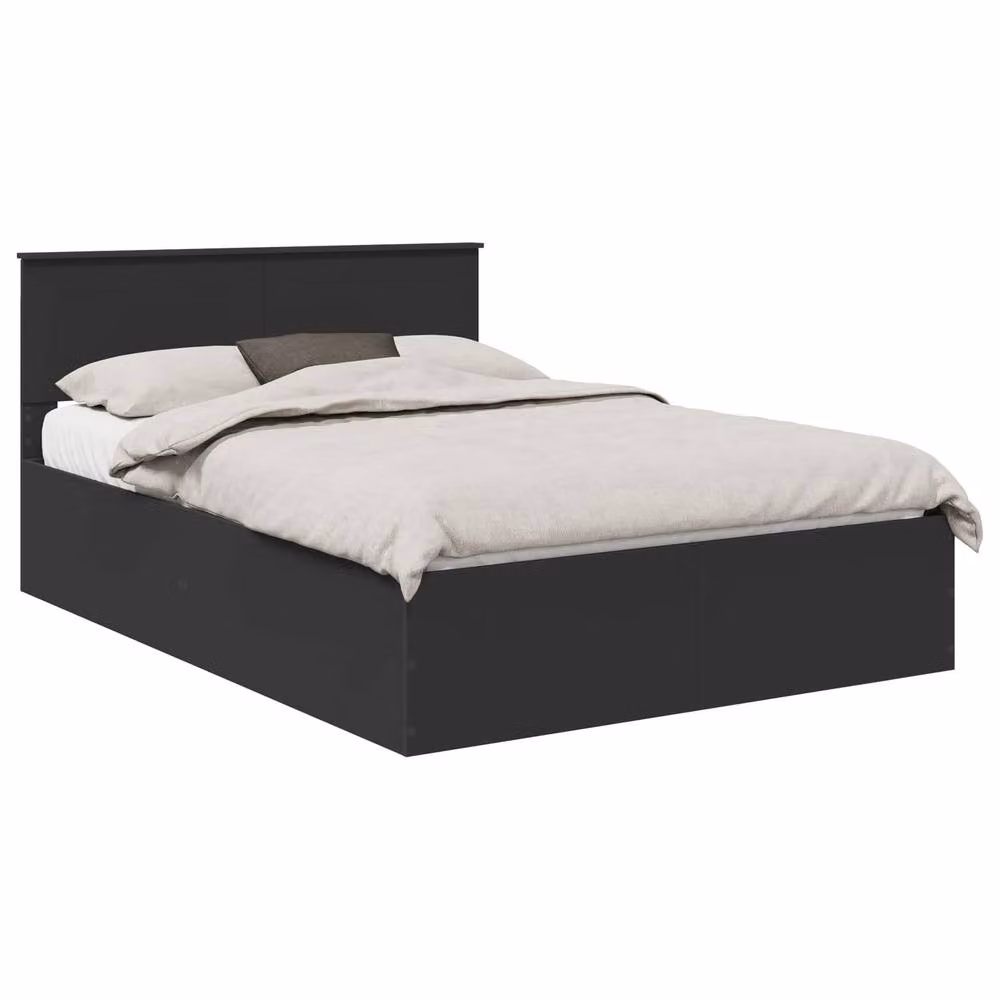 Berkfield Home Modern Bed Frame with Headboard in Black, Engineered Wood, W/D/H: 150 x 200 cm – 2