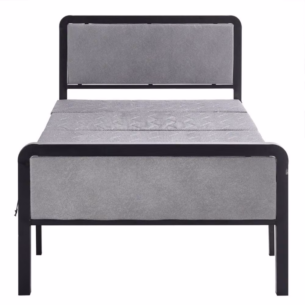 Kelvenix Folding Single Guest Bed with Padded Foam Mattress and Metal Frame, Grey, W/D/H: 90 x 190 cm – 3