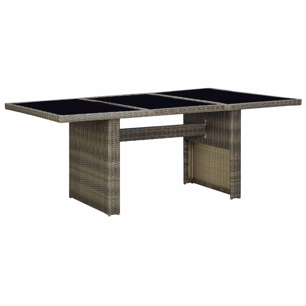 Berkfield Home Brown Poly Rattan and Tempered Glass Round Garden Table – 2