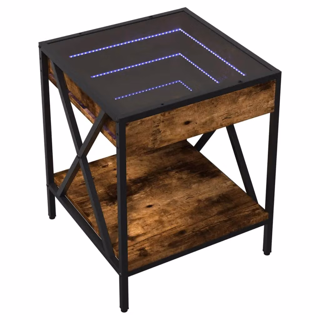 Berkfield Home Infinity LED Coffee Table in Smoked Oak and Brown, W/D/H: 40 x 40 x 49 cm – 3