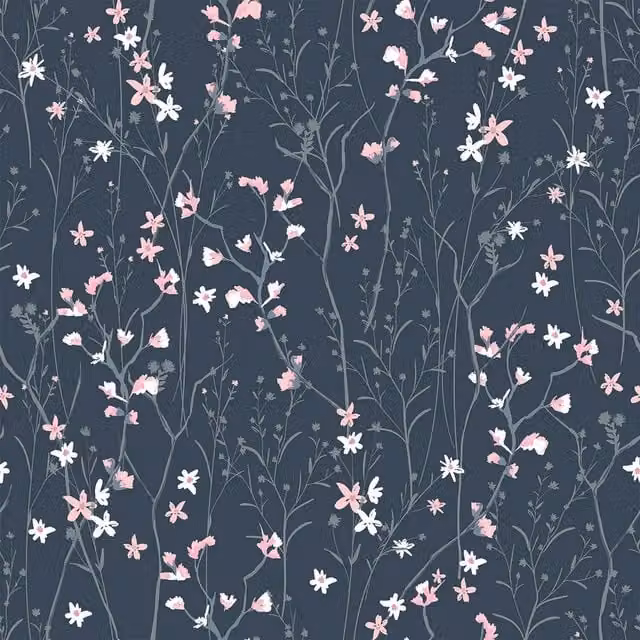 I Love Wallpaper Summer Meadow Floral Wallpaper in Navy and Pink