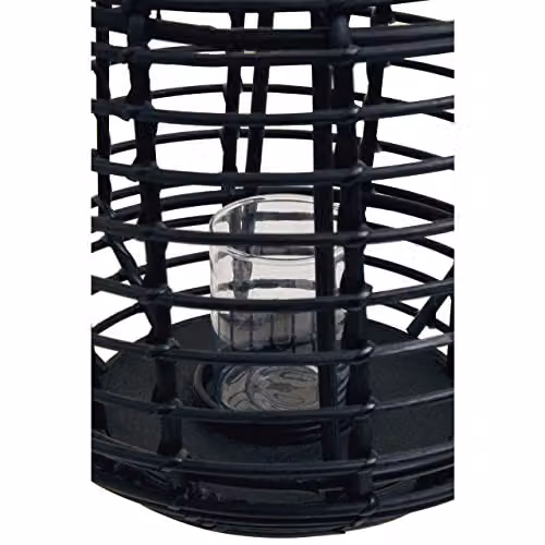 Premier Housewares Black Rattan Round Tea Light Candle Holder W: 42 cm, D: 42 cm, H: 41 cm – 4