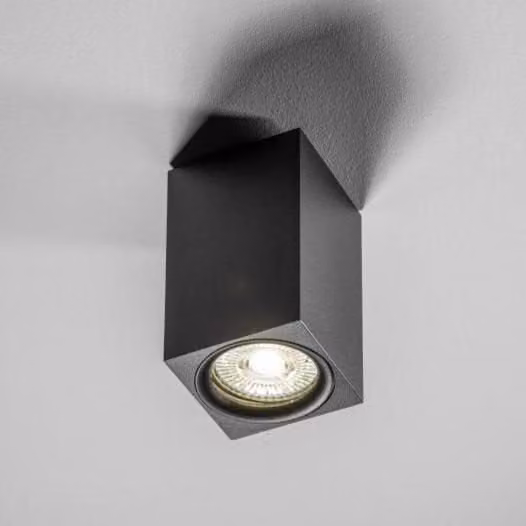 CGC Lighting Modern Black Square Adjustable GU10 Ceiling and Wall Surface Mount Spotlight