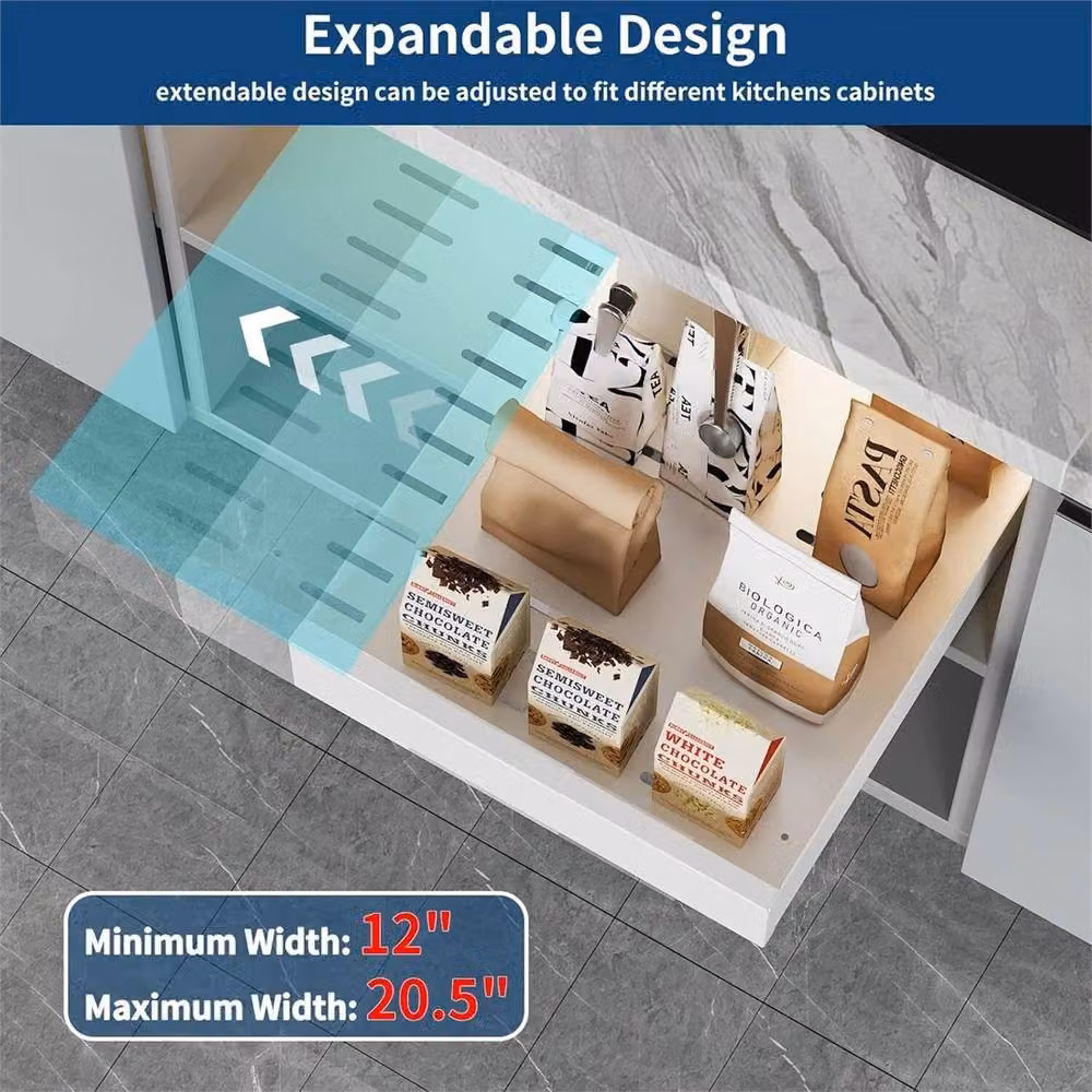 Nordara White Metal Pull Out Kitchen Cabinet Organizer and Slide Out Storage Shelf – 4