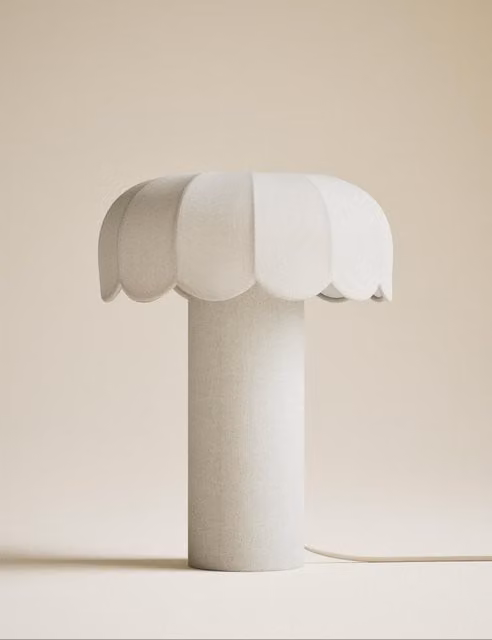 M&S Skeletal Petal Dual Lit Table Lamp in Beige and Gold/Brass