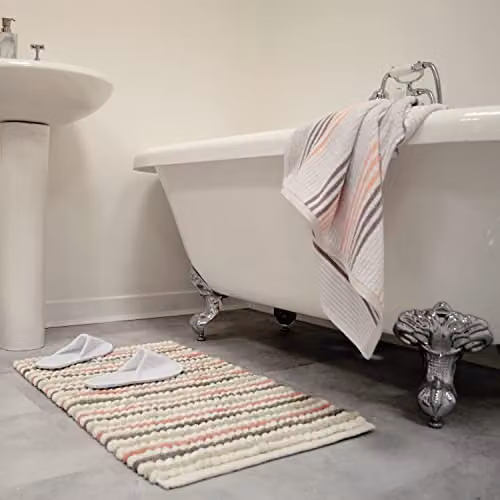 Allure Bath Fashions Merlin Striped Cotton Bath Sheet, Pink and Multicolour, W: 90 cm, L: 150 cm, 550gsm – 2