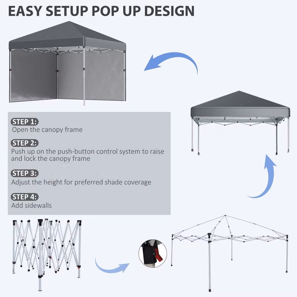 Matteo Pop Up Gazebo with Sidewalls and Wheeled Bag, UPF 50+, Grey, W: 3 x D: 3 m – 5