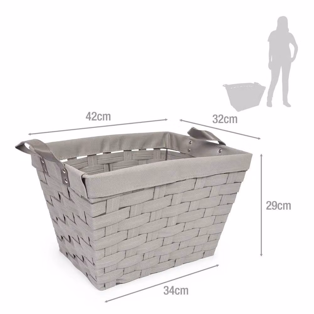 EONLION Large Rectangular Fabric and Metal Laundry Basket Hamper with Handles, Grey, Height: 100 cm – 2
