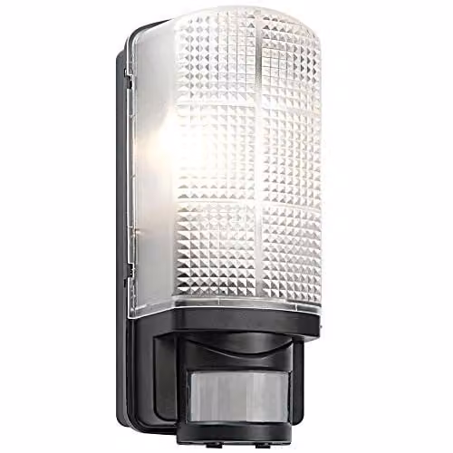 Loops Black IP44 Outdoor Wall Bulkhead Light with 10m PIR Motion Sensor and Timer, 60W Max E27 LED Compatible – 1