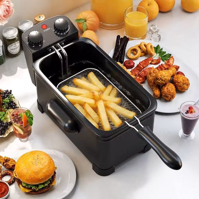 Costway 2000W Electric Deep Fryer with Detachable Frying Basket, 3 l, Black
