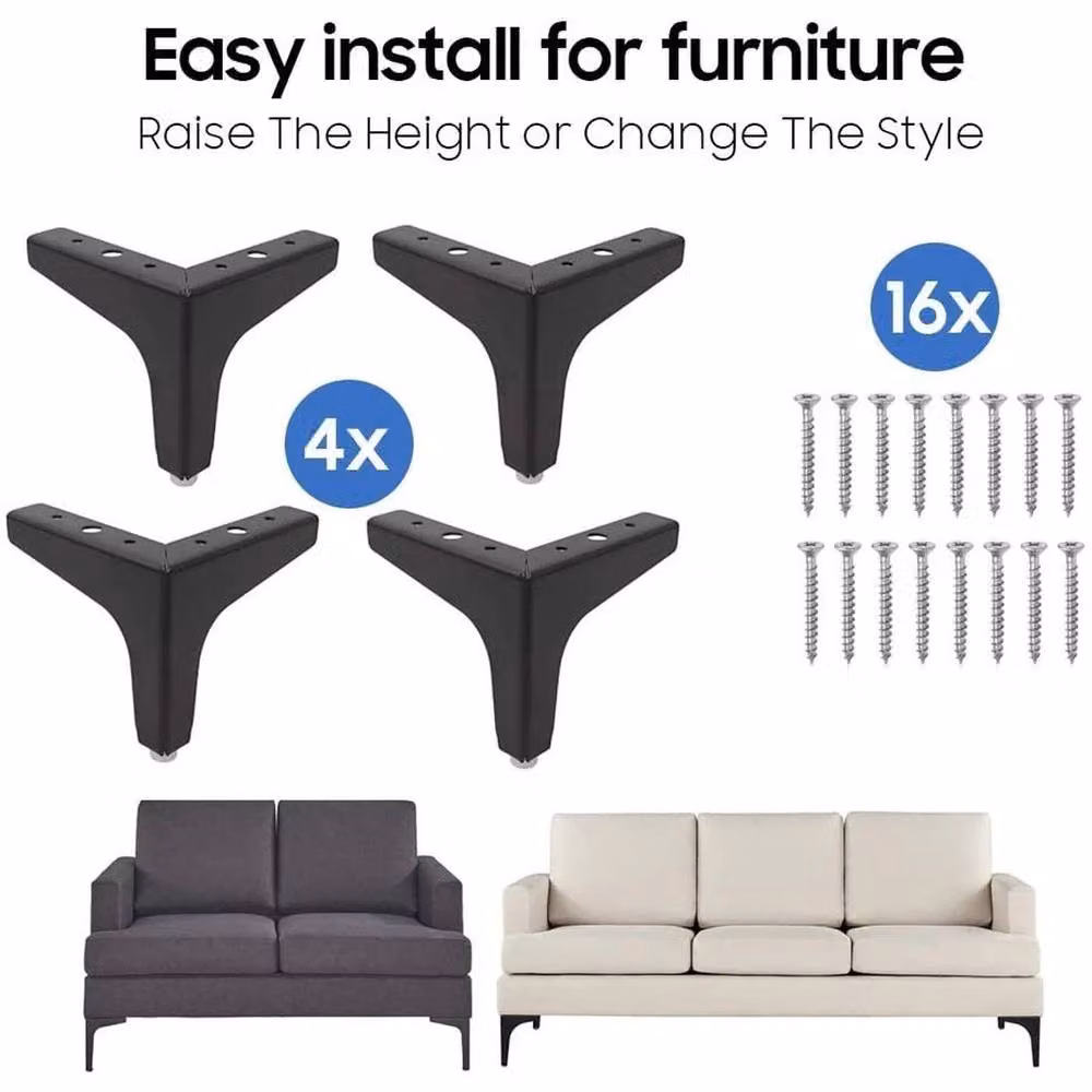 NESTLUNE 4-Piece Black Metal Furniture Legs – 5