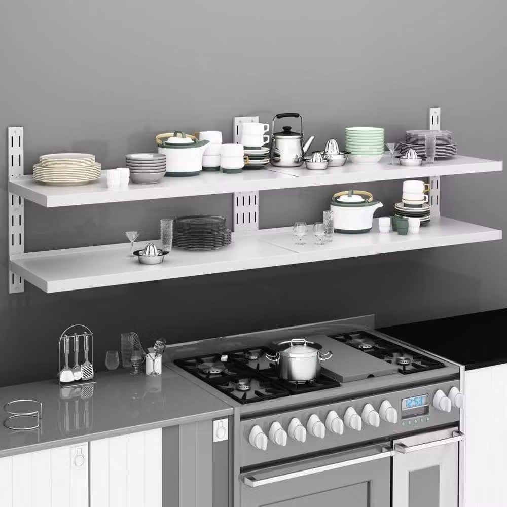 Berkfield Home 2-Tier Floating Wall Shelves, Set of 2, Grey Matt Stainless Steel – 1