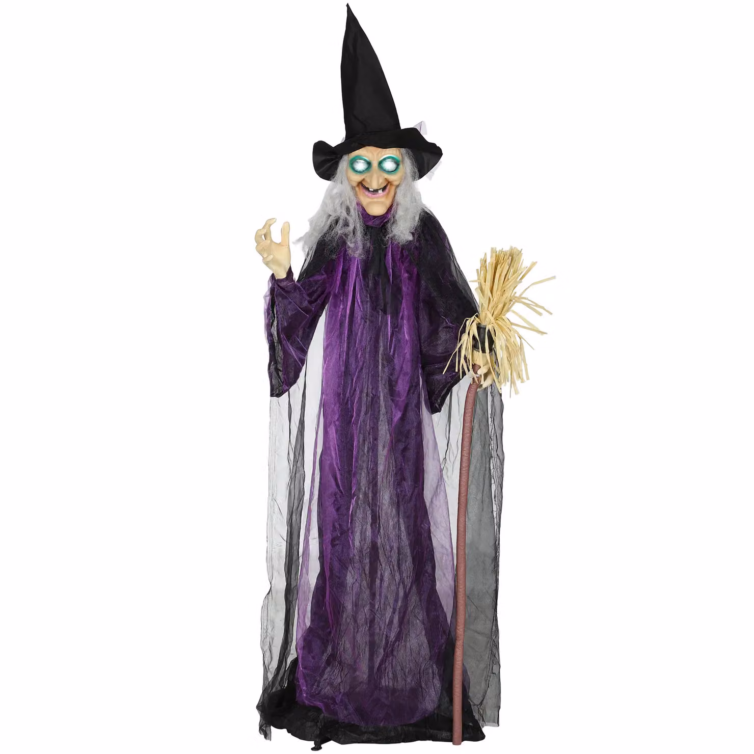 OUTSUNNY Voice Activated Halloween Standing Witch Animatronic, Purple – 2