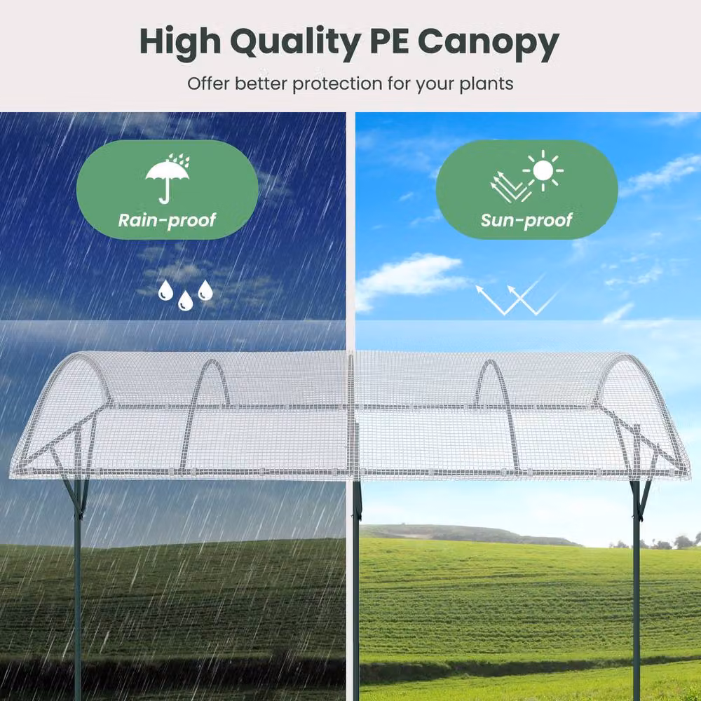 Gymax White Tomato Stand and Climbing Vegetable Shelter with Canopy – 2