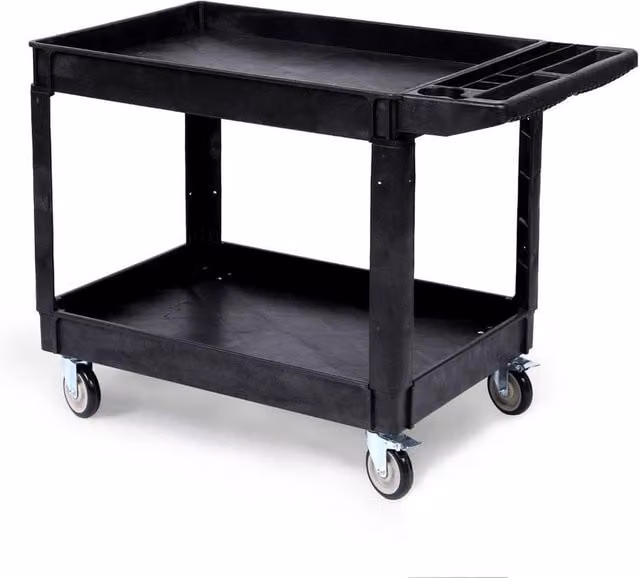 VOGREX 2 Tier Rolling Mechanic Workshop Storage Tool Trolley in Black – 1