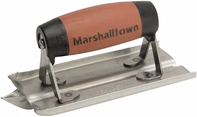 Marshalltown M180D Stainless Steel Groover Trowel with Brown Durasoft Handle – 1