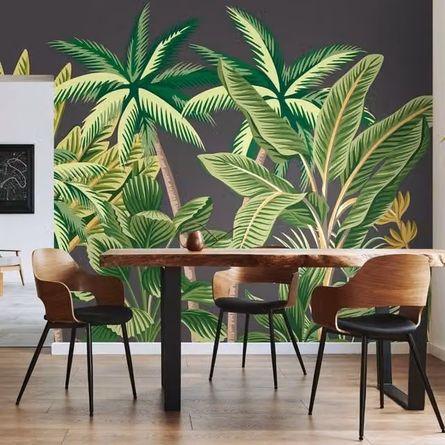 Origin Murals Black Summer Floral Wall Mural REUSE 2 Medium