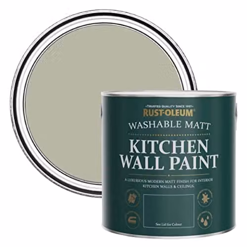 Rust-Oleum Grey Matt Kitchen Wall Paint, Mould Resistant, 2.5L – 1