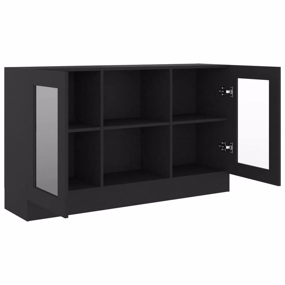 Berkfield Home Vitrine Cabinet in Black with Glass Doors, W/D/H: 120 x 30.5 x 70 cm – 3