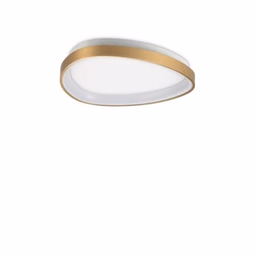 Ideal Lux Gemini LED Semi Flush Ceiling Light in Brass with 2700K Warm White Light, Diameter: 42.5 cm