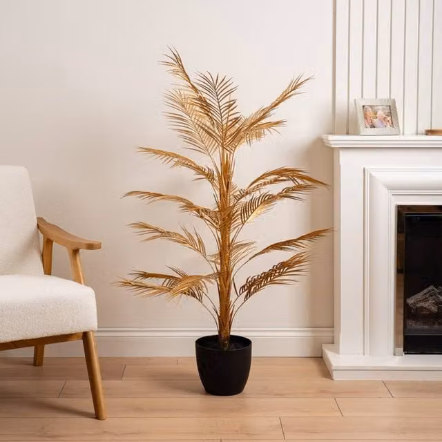 Scottish Everlastings Ltd Gold Metal Palm Tree, Height: 122 cm