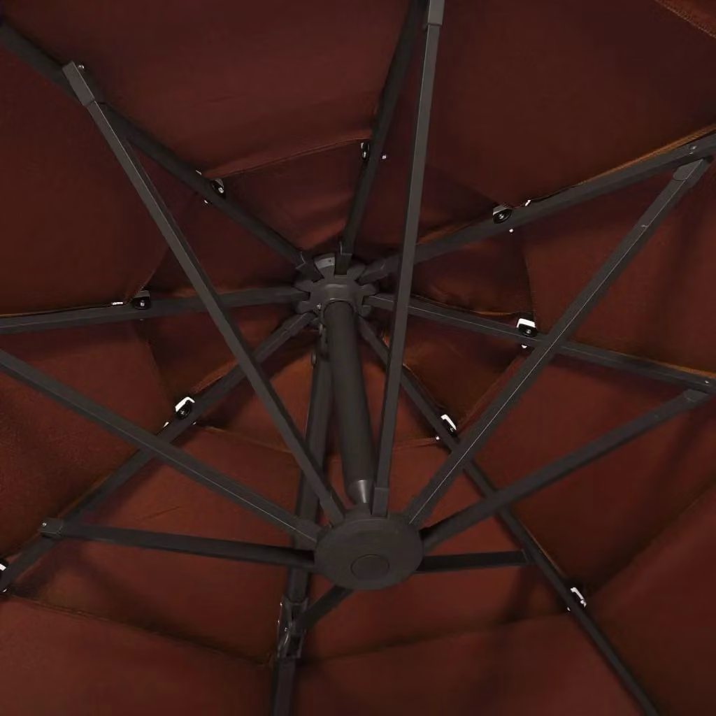 Berkfield Home 4-Tier Parasol with Aluminium Pole in Brown, 3 x 3 m – 3