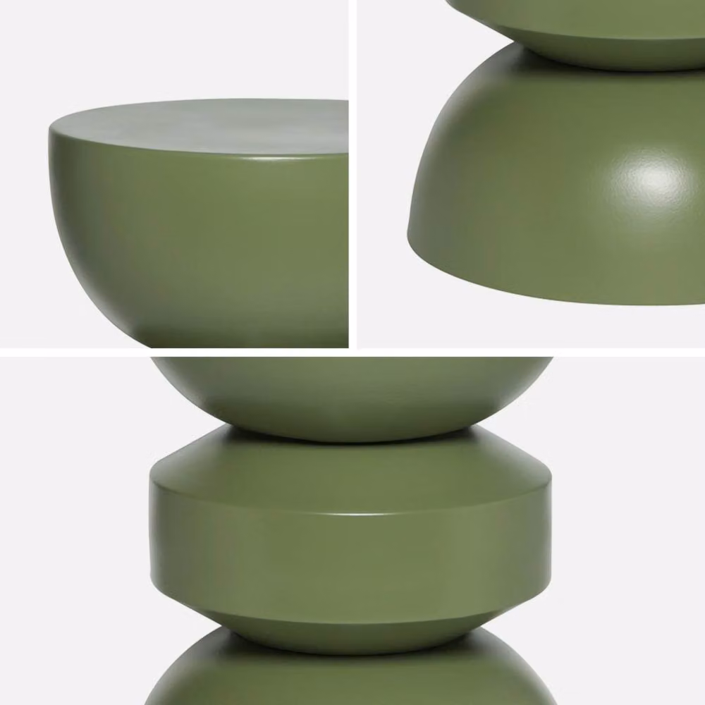 sweeek Metal Side Table in Green, Round Geometric Design, W/D/H: 32.0 x 32.0 x 75.0 cm – 2