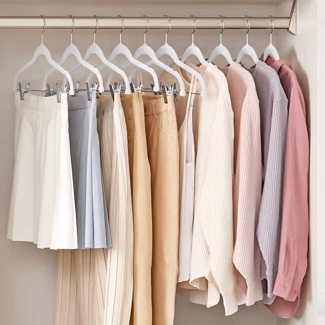 SONGMICS Non-Slip Velvet Flocked Trouser Hangers with Clips, White
