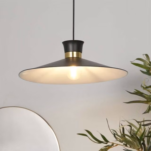 Lighting Collection Diablo Easy Fit Cone Lamp Shade in Black and Gold/Brass