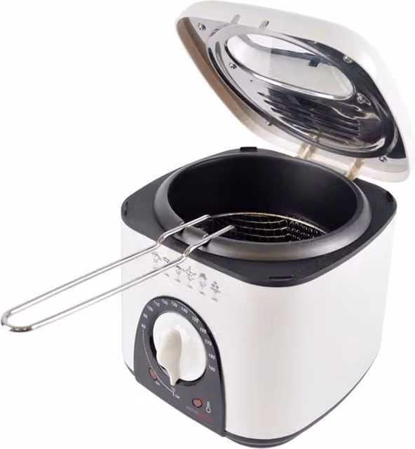 KitchenPerfected 1L Compact Deep Fryer, White