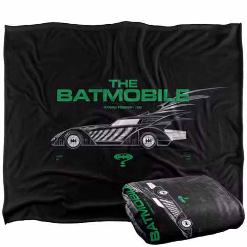 LOGOVISION Batman Forever (1995) The Batmobile Super Soft Silky Touch Fleece Throw Blanket, Multicolour, W: 152 cm, D: 127 cm – 1