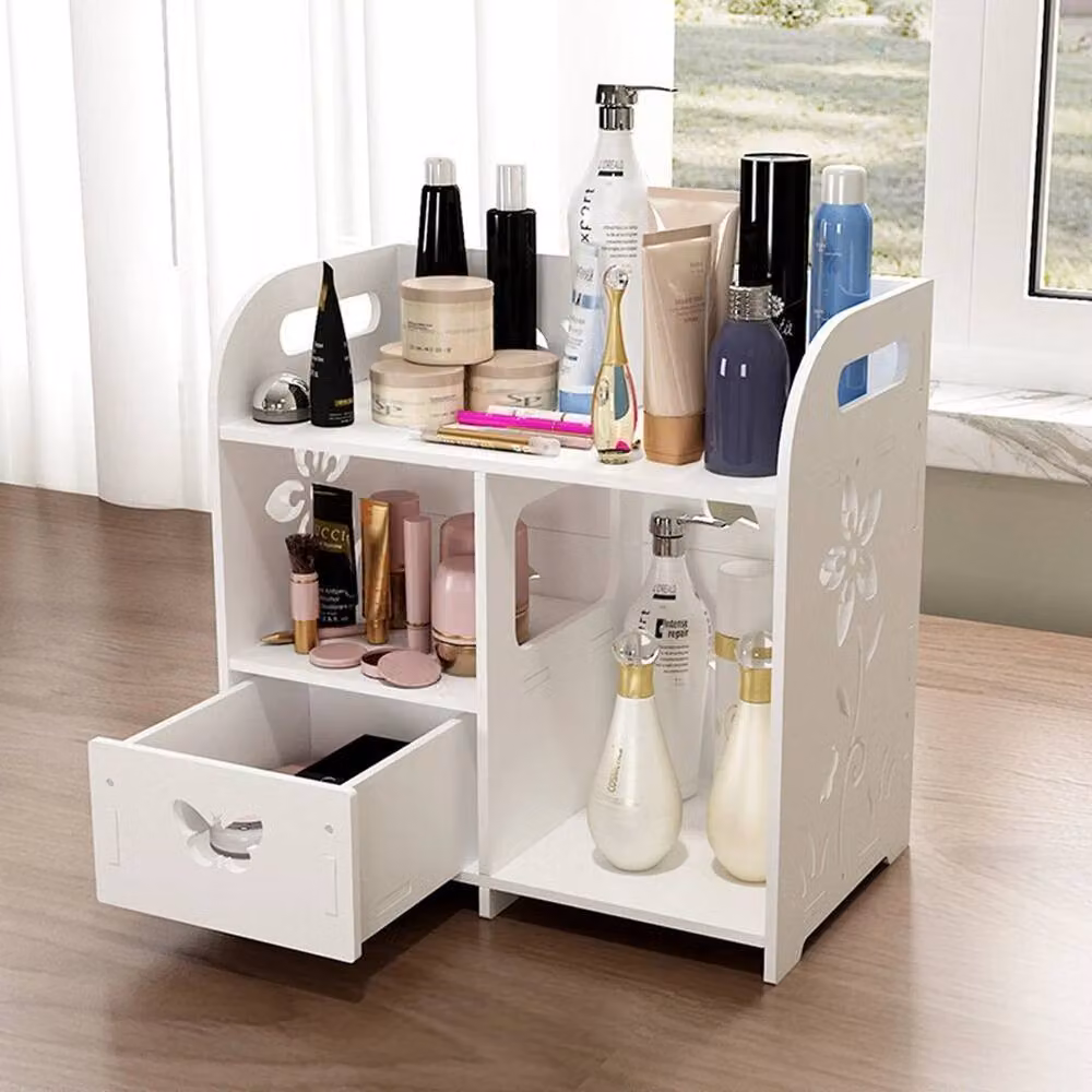 FORGEVIO White Plastic Makeup Organizer Storage Rack, W: 50 cm x D: 30 cm x H: 27 cm – 2