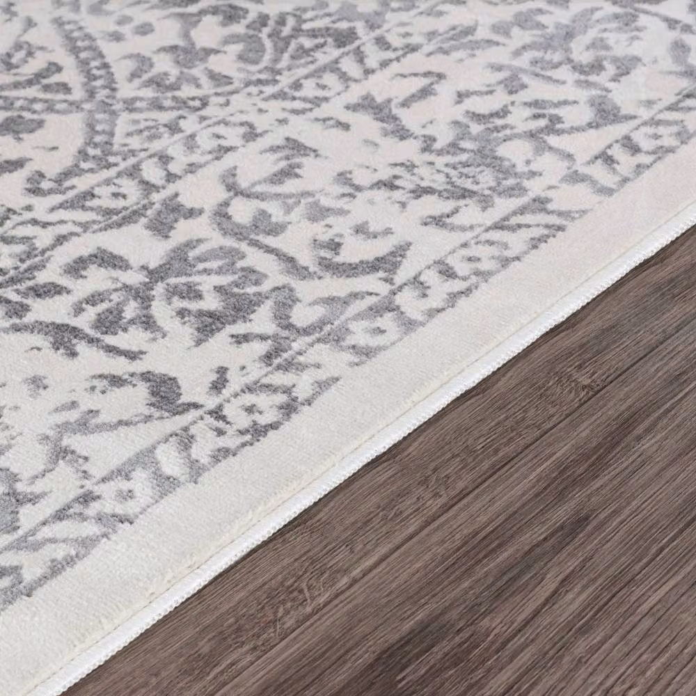 Livabliss Roma Vintage Boho Rug in White and Grey, W x W: 200 x 200 cm – 3