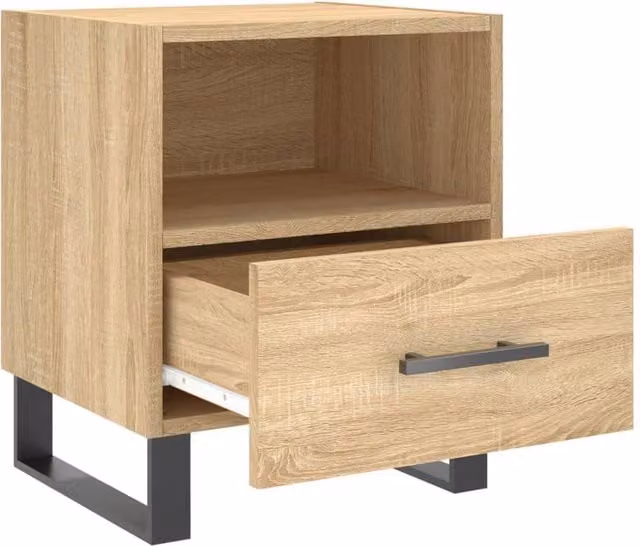 Berkfield Home Modern Bedside Cabinet in Sonoma Oak, Light Brown, W/D/H: 40 x 35 x 47.5 cm