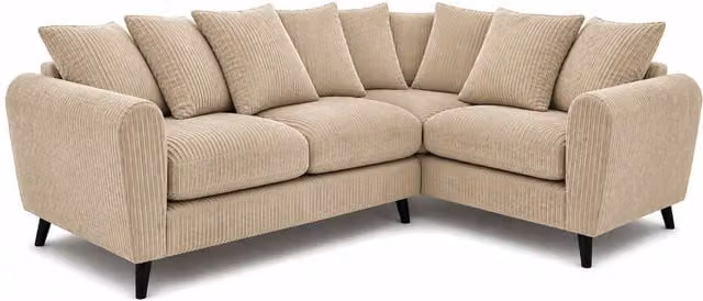 SOFASELECTION UK Harlow Right Hand Corner Sofa in Beige Jumbo Cord Fabric with Modern Design and Solid Wood Frame