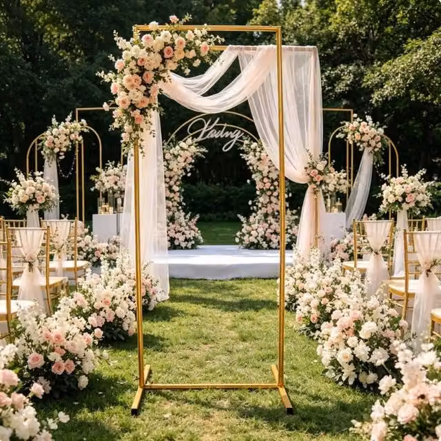EONLION Gold Metal Balloon Arch Stand Column for Weddings and Parties, H: 100 cm, W: 60 cm, D: 100 cm