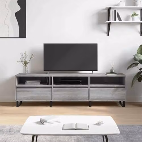 vidaXL Modern Grey TV Cabinet with Media Compartments, W/D/H: 150 x 30 x 44.5 cm – 2