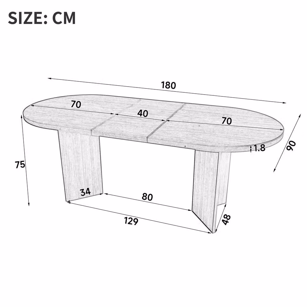 Matteo Modern Oval Dining Table in Brown MDF Laminate, Seats 6 Adults, W: 180 cm, D: 90 cm, H: 75 cm – 4