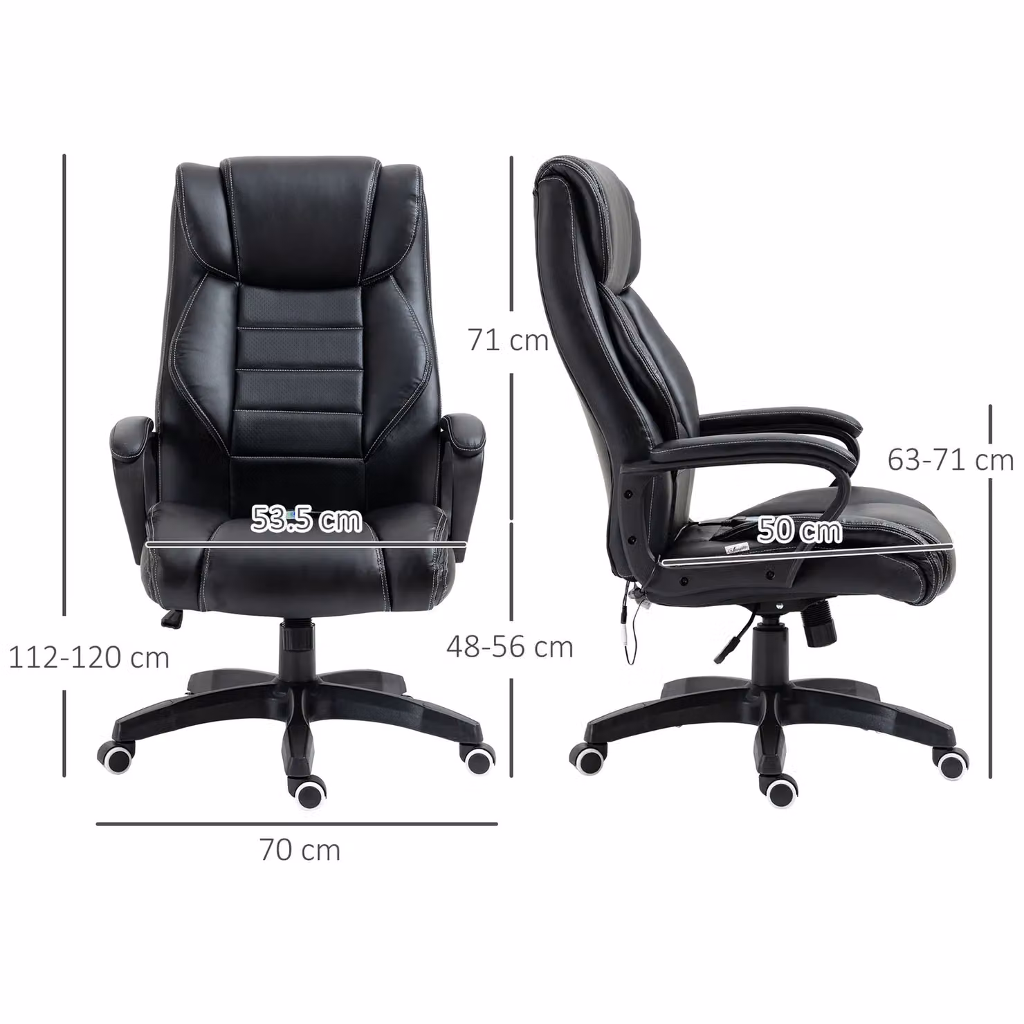 Vinsetto Black Synthetic Leather Executive Office Chair with 6-Point Vibration Massage and Headrest – 3
