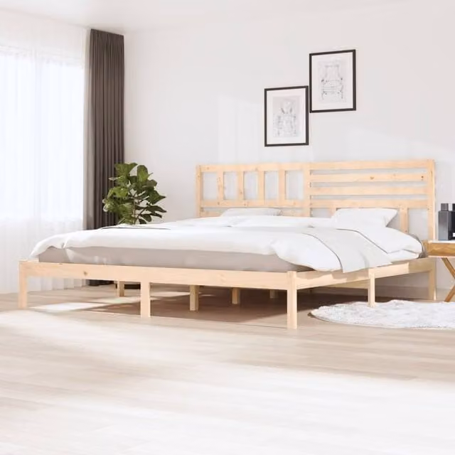 Berkfield Home Super King Size Solid Wood Pine Bed Frame in Brown, W/D/H: 180 x 200 cm