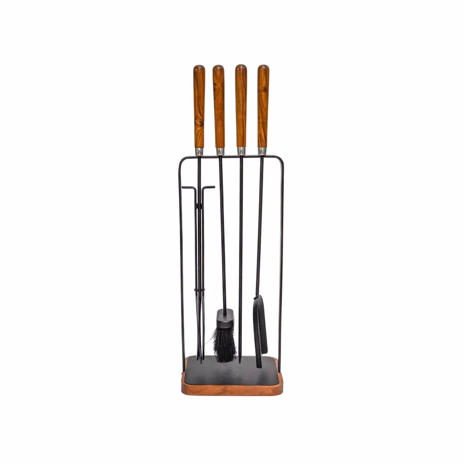 Ivyline Square Companion Set with Wooden Handle in Black, H: 73 cm, W: 24 cm – 2