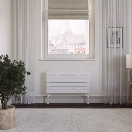UK Radiators Typhoon Axis White Horizontal Single Panel Designer Radiator, W: 80 cm, H: 40.8 cm – 2