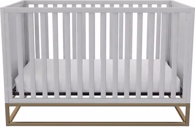Little Seeds LS Haven 3in1 Crib in White and Grey with Base and Rail, 60 x 120 cm