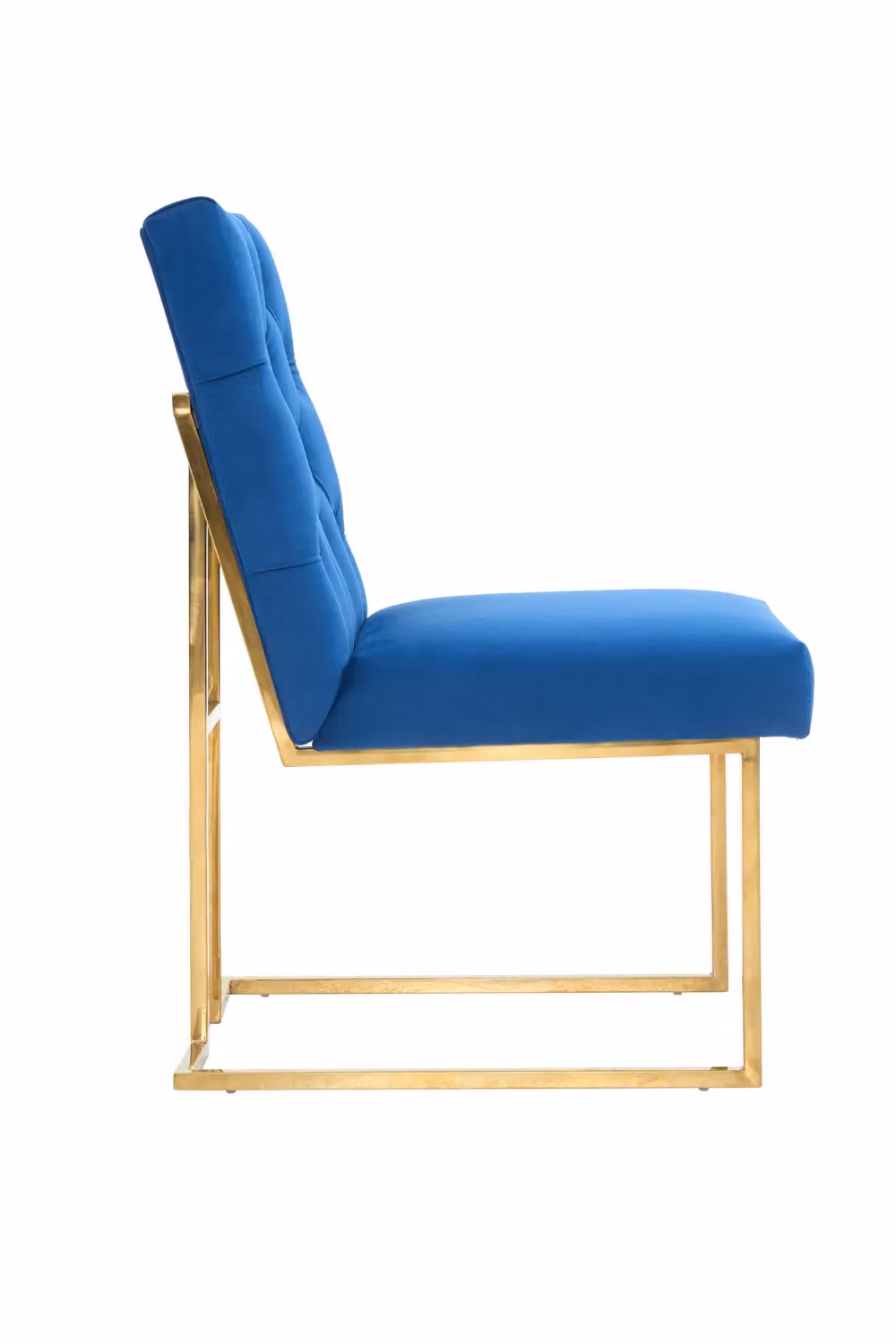 Life Interiors Set of 2 Siena Luxury Tufted Velvet Dining Chairs with Gold Frame in Blue – 3
