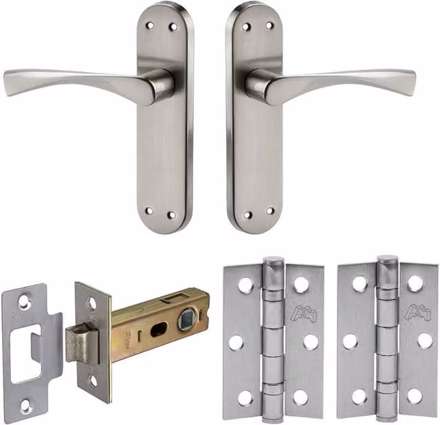 EONLION Winged Internal Door Handles with Long Backplate in Brushed Chrome Silver