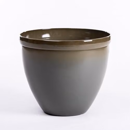 Garden Gear Samaria Outdoor Planter, Olive Glazed Effect, Multicolour, W/D/H: 39.5 x 34.0 x 39.5 cm